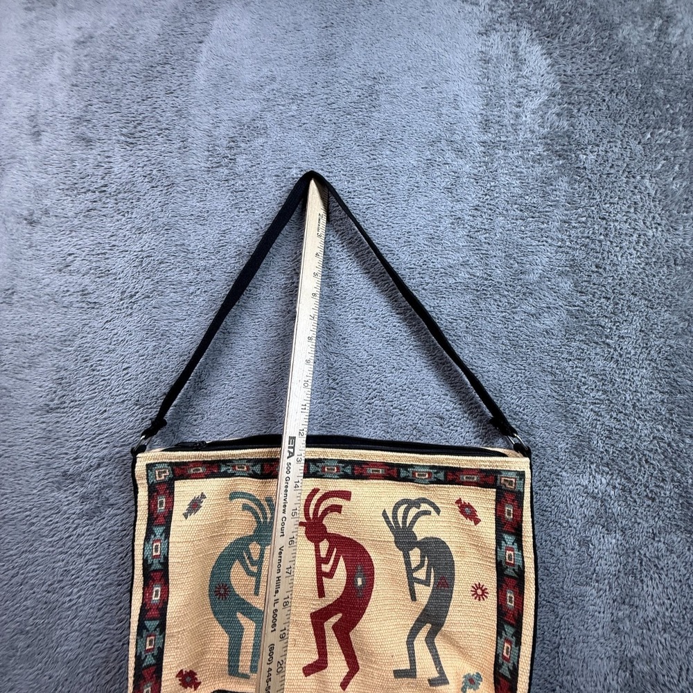 Vintage Kokopelli Southwestern Aztec Canvas Shoulder Crossbody Bag Zip Close - Picture 6 of 6